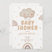 Invitation Baby shower d'aquarelle beige (Devant / Derrière)