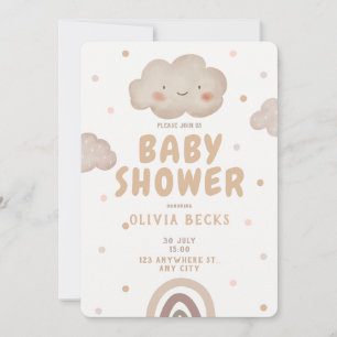 Invitation Baby shower d'aquarelle beige