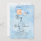Invitation Baby shower d'aquarelle bleu (Devant)
