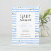 Invitation Baby shower d'aquarelle bleu (Debout devant)