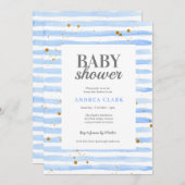 Invitation Baby shower d'aquarelle bleu (Devant / Derrière)