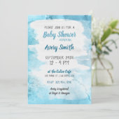 Invitation Baby shower d'aquarelle bleu (Debout devant)