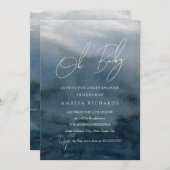 Invitation Baby shower d'aquarelle bleu bébé (Devant / Derrière)