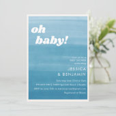 Invitation Baby shower d'aquarelle bleu Cute Ombre Dip Dye (Debout devant)