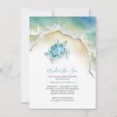 Invitation Baby shower d'aquarelle bleu de la tortue côtière (Devant)