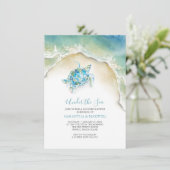 Invitation Baby shower d'aquarelle bleu de la tortue côtière (Debout devant)