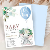 Invitation Baby shower d'aquarelle bleu éléphant