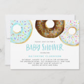 Invitation Baby shower d'aquarelle bleu et chocolat pour les  (Devant)