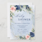 Invitation Baby shower d'aquarelle bleu et rose (Devant)