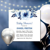 Invitation Baby shower d'aquarelle bleu foncé
