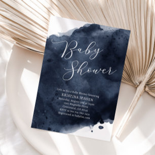 Invitation Baby shower d'aquarelle bleu marine