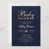 Invitation baby shower d'aquarelle bleu marine des étoiles d' (Devant)