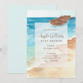 Invitation Baby shower d'aquarelle bleu mer (Devant / Derrière)