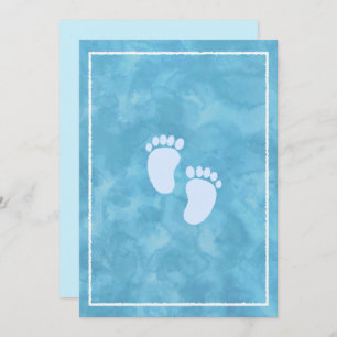 Invitation Baby shower d'aquarelle bleu Modèle rectangle