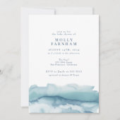 Invitation Baby shower d'aquarelle bleu océan (Devant)