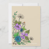 Invitation Baby shower d'aquarelle bleu or floral (Dos)