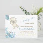 Invitation Baby shower d'aquarelle bleu Ours polaire (Debout devant)