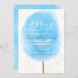 Invitation baby shower d'aquarelle bleu parties scintillant d