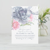 Invitation Baby shower d'aquarelle bleu rose pâle (Debout devant)