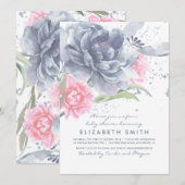 Invitation Baby shower d'aquarelle bleu rose pâle (Devant / Derrière)