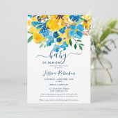 Invitation Baby shower d'aquarelle bleu rustique (Debout devant)
