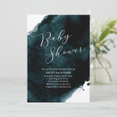 Invitation Baby shower d'aquarelle bleu turquoise (Debout devant)
