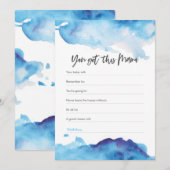 Invitation Baby shower d'aquarelle bleu Vous avez cette maman (Devant / Derrière)