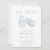 Invitation Baby shower d'aquarelle Blue Baby Bootie (Devant)