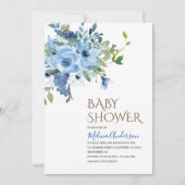 Invitation Baby shower d'aquarelle Boho Blue Flowers (Devant)