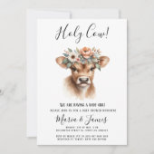 Invitation Baby shower d'aquarelle Boho Holy Cow (Devant)