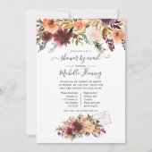 Invitation Baby shower d'aquarelle Bordo Peach par courrier (Devant)
