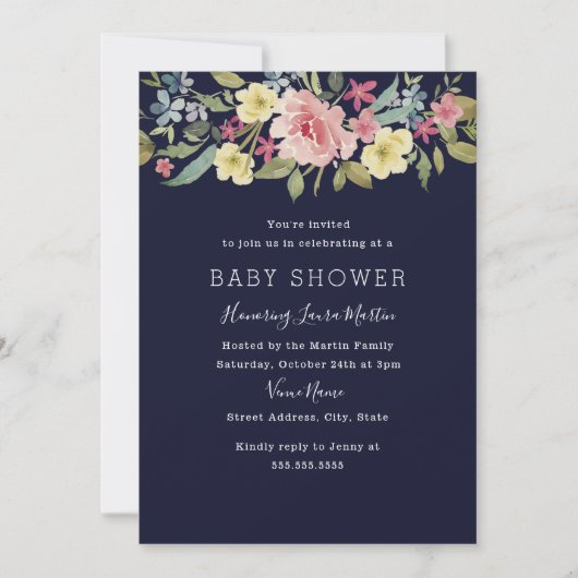 Invitation Baby shower d'aquarelle botanique Blush (Devant)