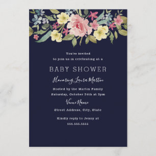 Invitation Baby shower d'aquarelle botanique Blush