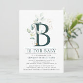 Invitation Baby shower d'aquarelle botanique d'Eucalyptus (Debout devant)