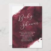 Invitation Baby shower d'aquarelle Bourgogne (Devant)