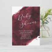 Invitation Baby shower d'aquarelle Bourgogne (Debout devant)