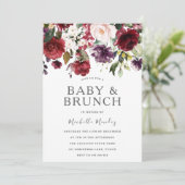 Invitation Baby shower d'aquarelle Burgundy et Brunch (Debout devant)