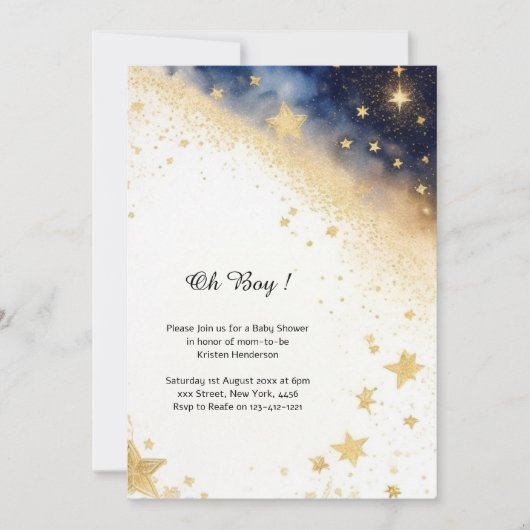 Invitation Baby shower d'aquarelle céleste (Devant)