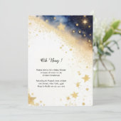 Invitation Baby shower d'aquarelle céleste (Debout devant)