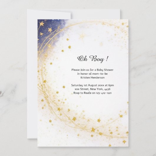 Invitation Baby shower d'aquarelle céleste (Devant)