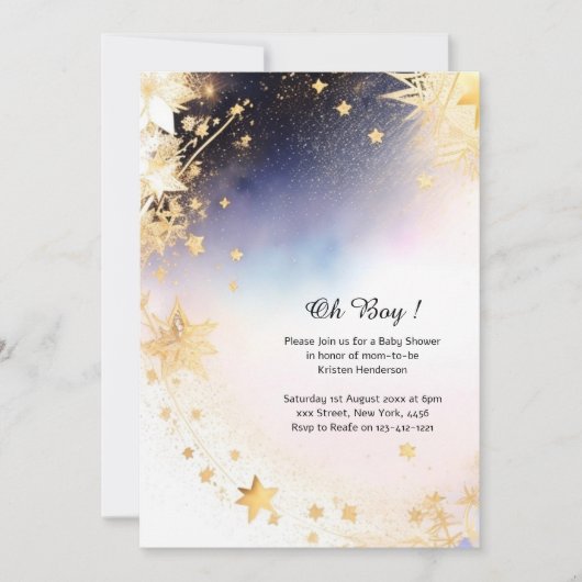 Invitation Baby shower d'aquarelle céleste (Devant)