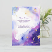 Invitation Baby shower d'aquarelle céleste (Debout devant)