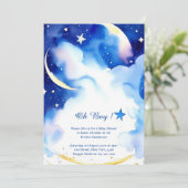 Invitation Baby shower d'aquarelle céleste (Debout devant)