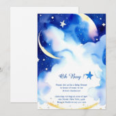 Invitation Baby shower d'aquarelle céleste (Devant / Derrière)