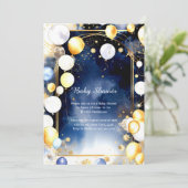 Invitation Baby shower d'aquarelle céleste (Debout devant)