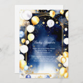 Invitation Baby shower d'aquarelle céleste (Devant / Derrière)