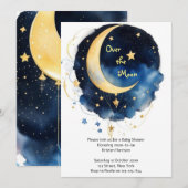 Invitation Baby shower d'aquarelle céleste cosmique (Devant / Derrière)