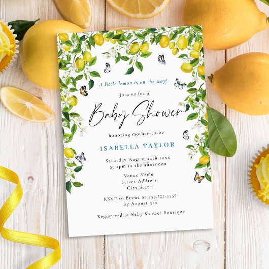 Invitation Baby shower d'aquarelle citron
