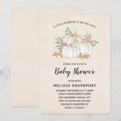 Invitation Baby shower d'aquarelle Citrouille blanc et or (Devant / Derrière)