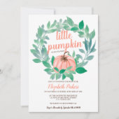 Invitation Baby shower d'aquarelle citrouille de corail d'aut (Devant)